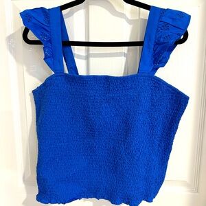 Old Navy Women’s Cropped Smocked Top - XL Royal Blue - NWT